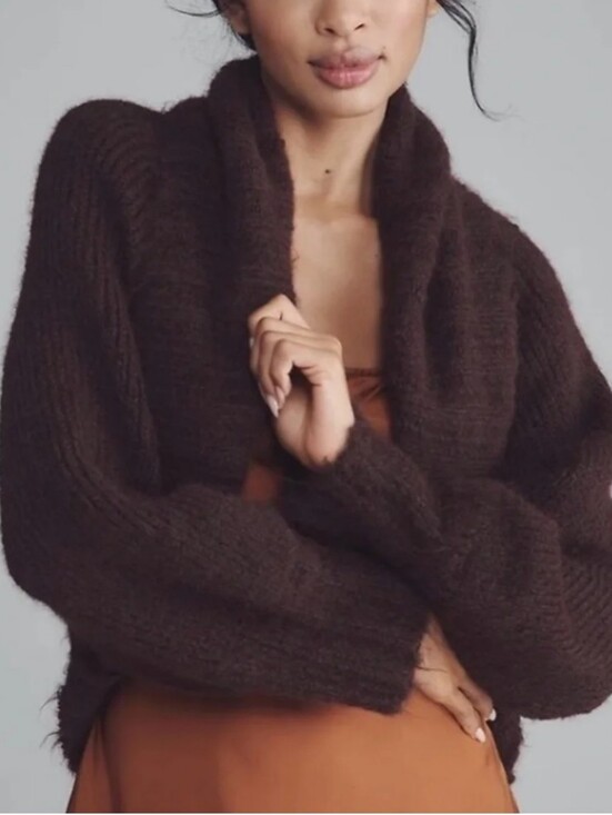 Anthropologie Sweaters - Mare Mare Anthropologie Cropped Fuzzy Shrug Cardigan Brown One Size Cozy Boho